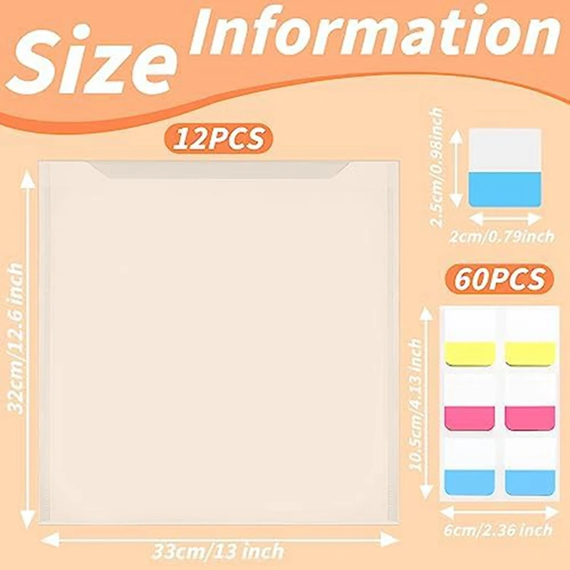 Caja de almacenamiento de papel para álbum de recortes, 12 piezas, para papeles de 30,48X30,45 Cm con 60 pestañas de índice adhesivas, carga superior única impermeable