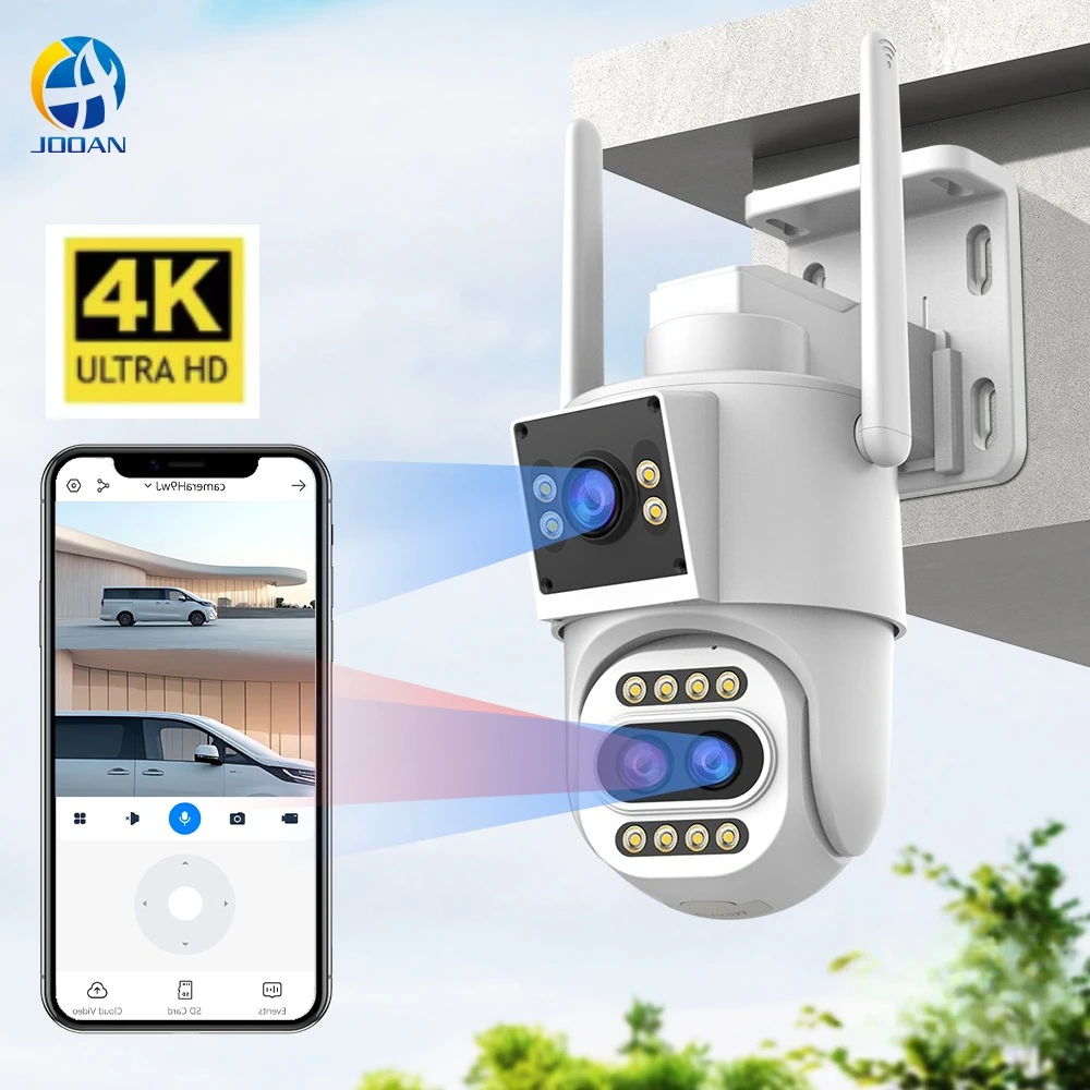 

Jooan 4K HD IP Camera WiFi Outdoor Camera 10X Zoom Three Lens Dual Screen Home Security PTZ Video Surveillance Cameras