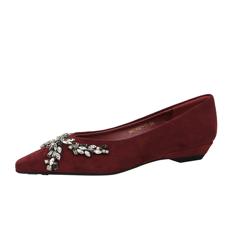 Korean Style Plush Single Shoes For Women With Shallow Mouth Plain Pointed Toe Simple And Versatile Office Wedge Shoes For Women