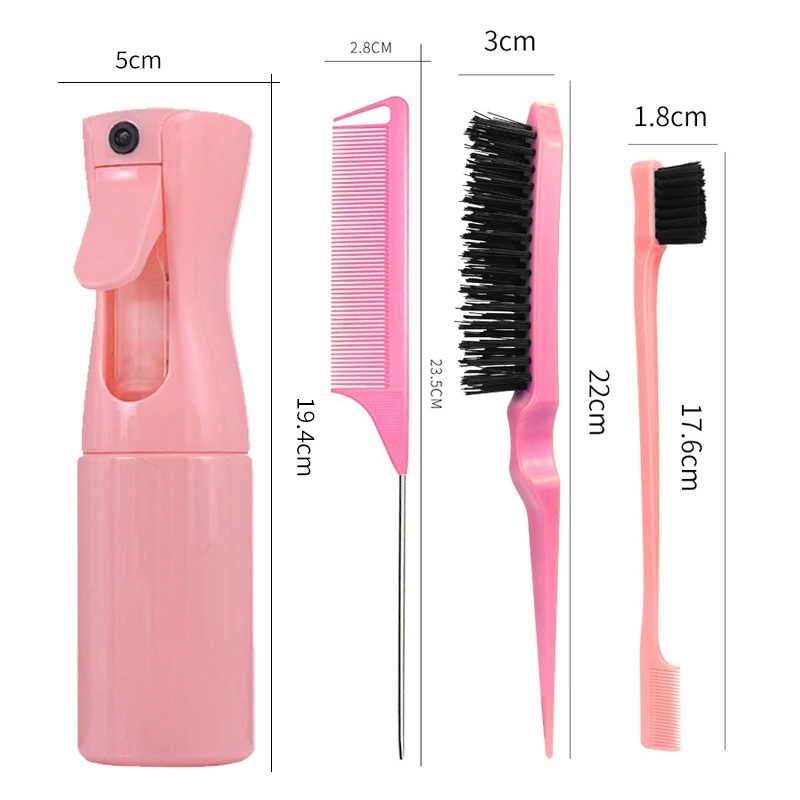 4 Piece Hair Brush Sets Pointed Tail Comb Fixed Mouse Comb Hair Pulling Needle High-Pressure Spray Bottle Salon Tools Supplies