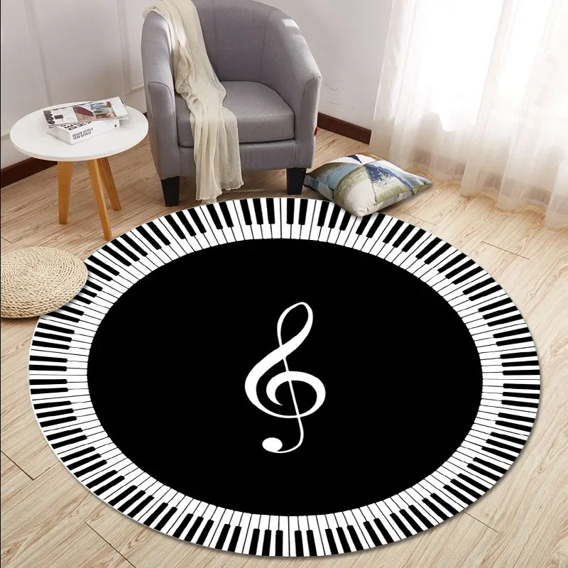 

Classical Music Piano Round Carpets for Home Living Room Chair Decoration Children's Play Crawl Soft Non-slip Area Rug Floor Mat