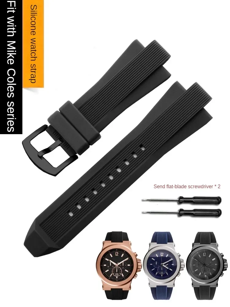 Applicable To M-ichael K-ors M-K8184 8729 9020 Convex Silicone Watch Strap Men's