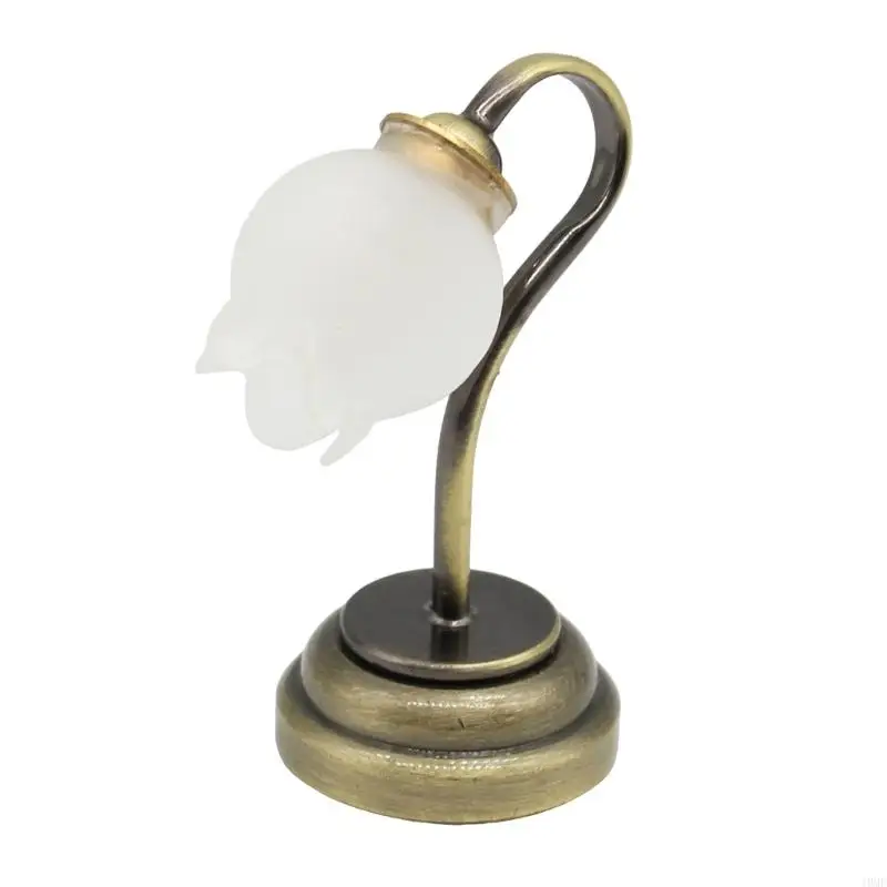 

J0MF Realistic Miniature Flower Shade Desk Lamp for Dollhouses Enthusiast Collector