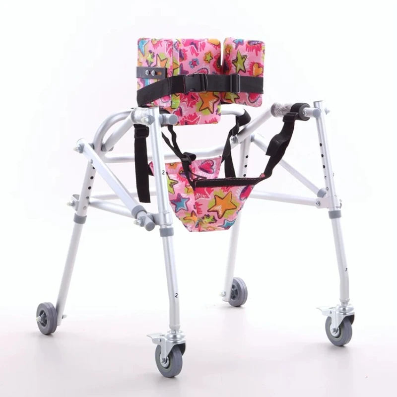Children's Walker Kids with Disabilities Lower Limb Rehabilitation Training Rollator Walker Anti-scroll Foldable Standing Frame