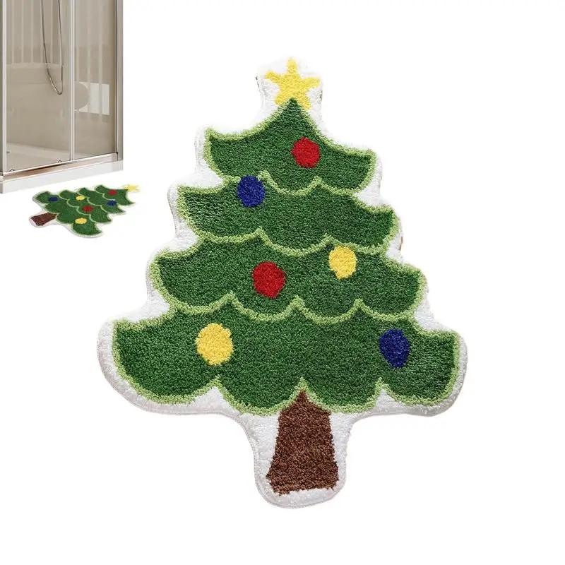 Christmas themed Bathroom Rugs Cute Cartoon Anti-slip Carpet Decoration Absorbent Washable Living Mats For Home Functional Decor