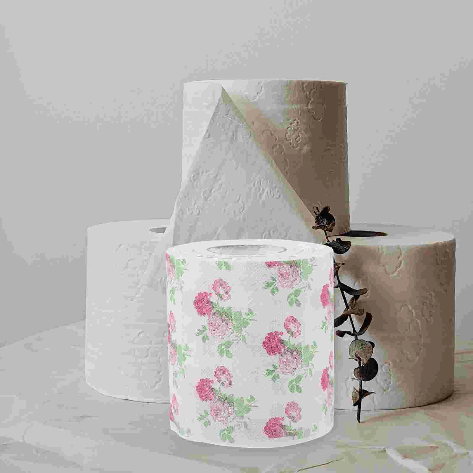 2 rouleaux de papier toilette colorés, serviettes imprimées en vrac, serviettes de bain, décor en pâte de bois