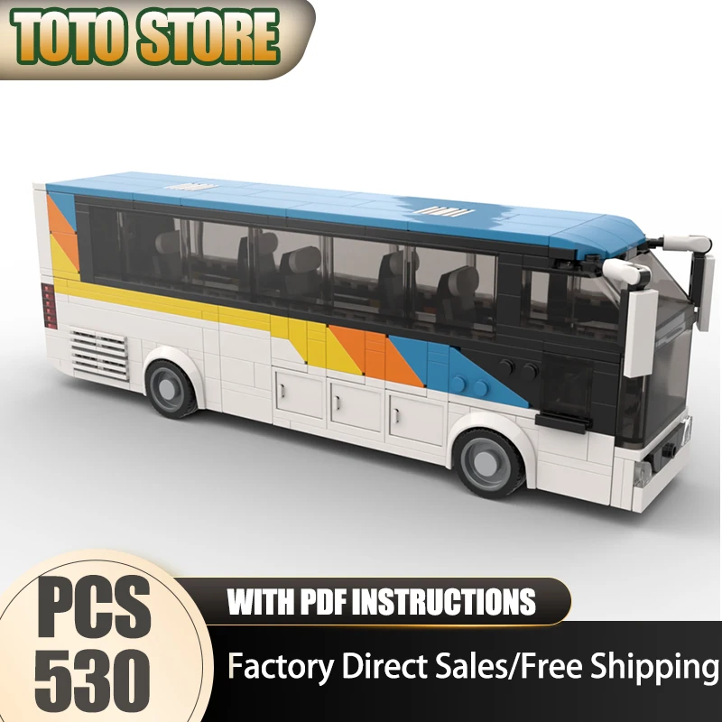 Urban Car Model Moc Building Bricks Modular Sunrise Tour Bus Model Technology Blocks Gifts Christmas Toys DIY Sets Assembly