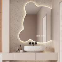 Irregular Glam Mirror Warm White Illuminated Smart Led Bathroom Mirror Nordic Clear Espelho Para Banheiro Bathroom Accessories