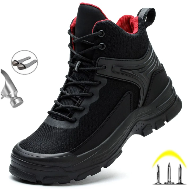 New 2024 Fashion Men Work Safety Boots Anti-smashing Industrial Work Shoes Sneakers Anti-sand Boot Outdoor Ankle Male Footwear