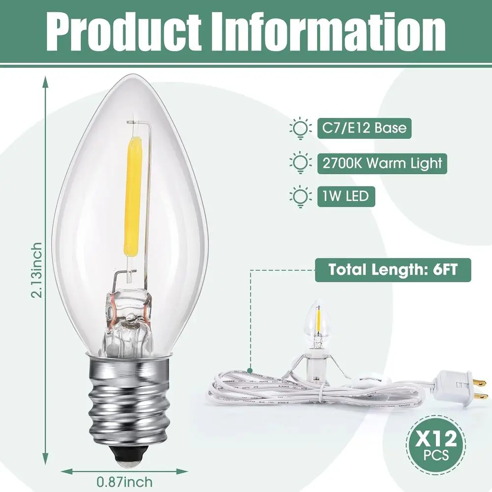 Set di cavi accessori per luce LED bianca calda da 6 piedi con 24 confezioni