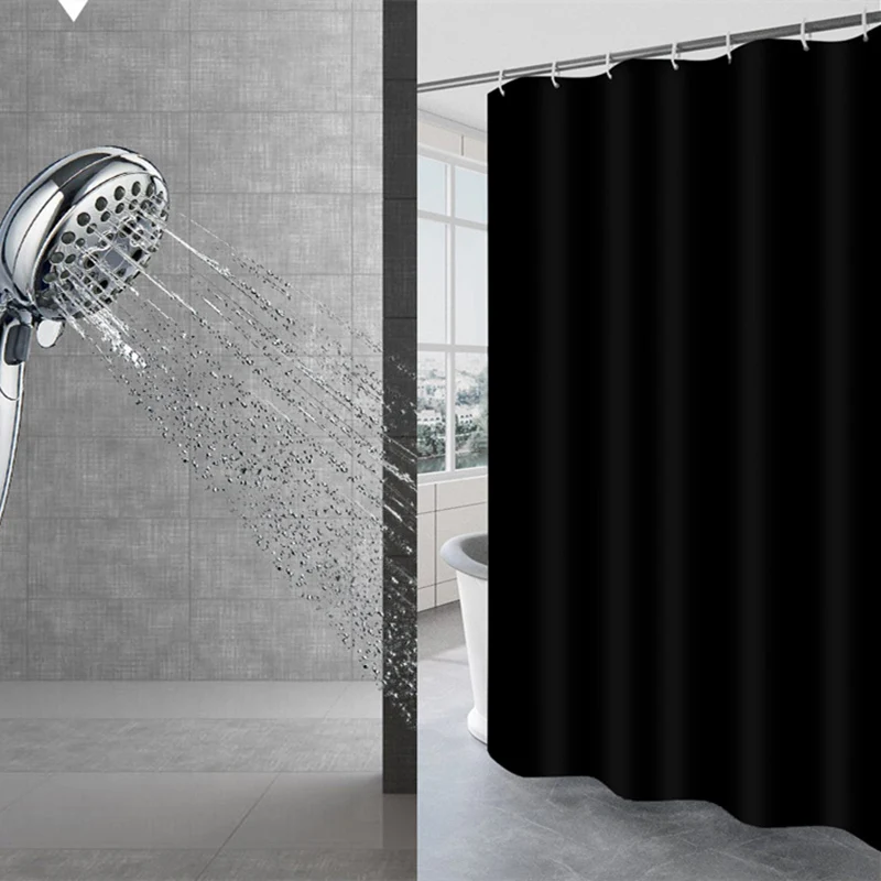 Thicken Solid Color Black/ White Bath Curtain Simple Waterproof Dark Grey Shower Curtains Mildewproof for Bathroom Mould Proof