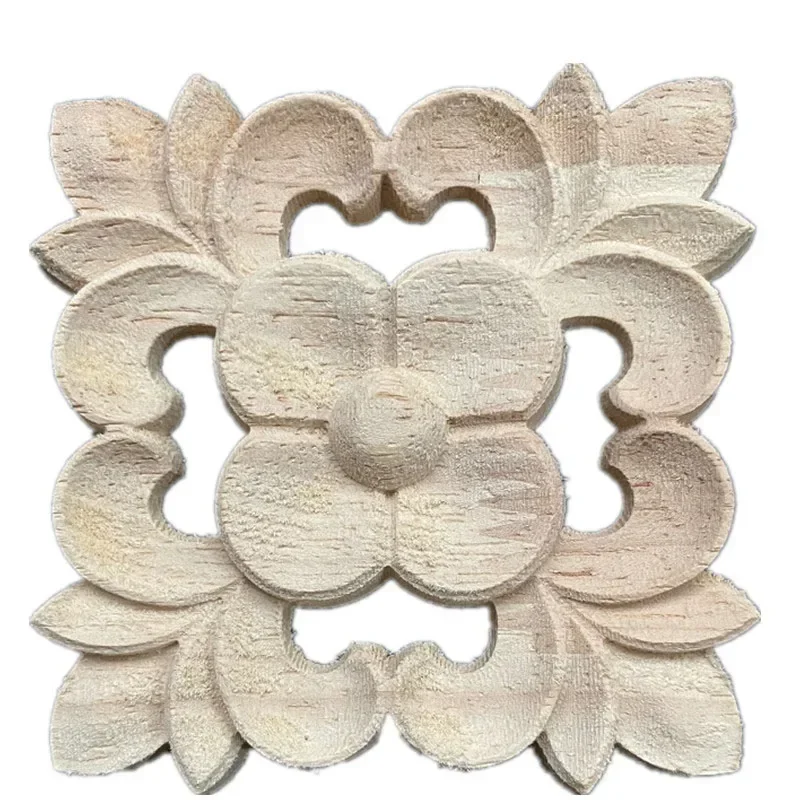 8-10cm Wood Carved Corner Onlay Applique Unpainted Frame Cupboard Cabinet Decal for Home Furniture Decor Craft