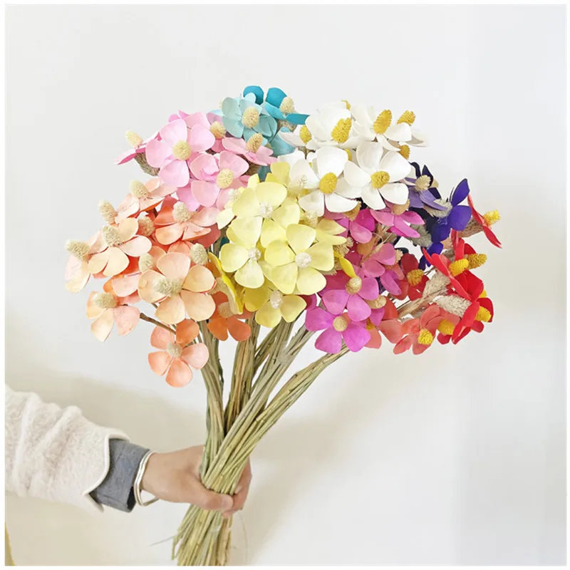 

Phalaenopsis Dried Flowers Fake Flower Bouquets Made Of Real Wood Colorful White Purple Red Home wedding store Decorations