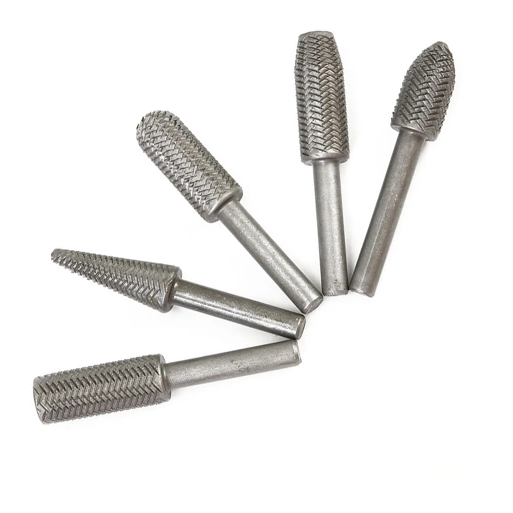 5 pz/set Solido Rotary Raspa File Set File In Acciaio Intagliare Bit 6mm Gambo Taglierina File Rotante Super Duro Per Il Metallo Legno Strumenti di Macinazione