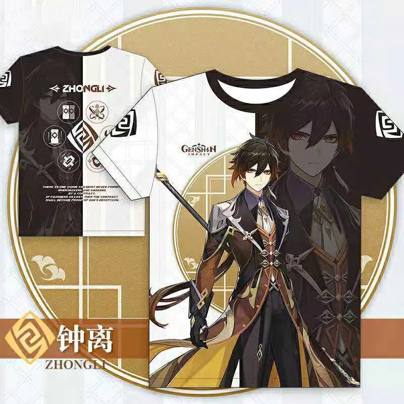 Genshin Impact 3D Print T-Shirts Anime Game Kawaii Girls Streetwear Keqing Xiao Men Women Oversized T Shirt Kids Boys Tees Tops