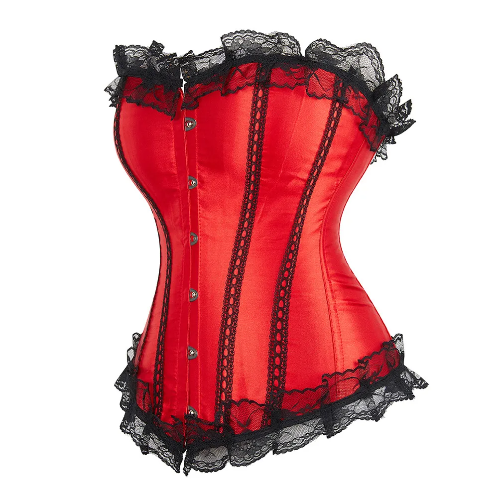 

Overbust Corset Top Women Sexy Ruffled Floral Pattern Bustier Slimming Vintage Victorian Fashion Clothes Multi-color Optional