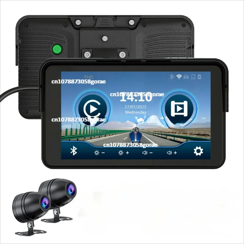 7 Inch Motorcycle Carplay & Android Auto GPS Navigation and Motorcycle DVR Video Recorder with Two HD Cameras  MT7001