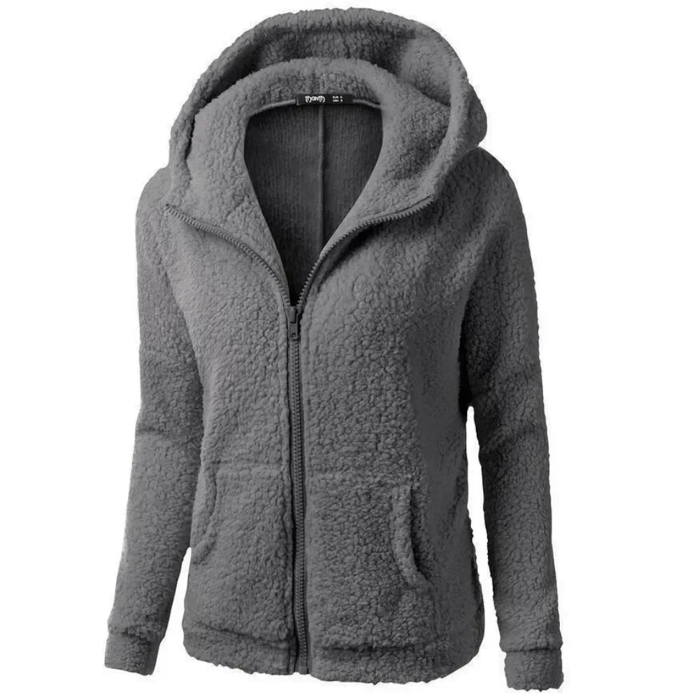 Women Stretchy Soft Long Sleeve Hooded Fleece Jacket Zipper Jumper Overcoat Fashion Tops（S-3XL）