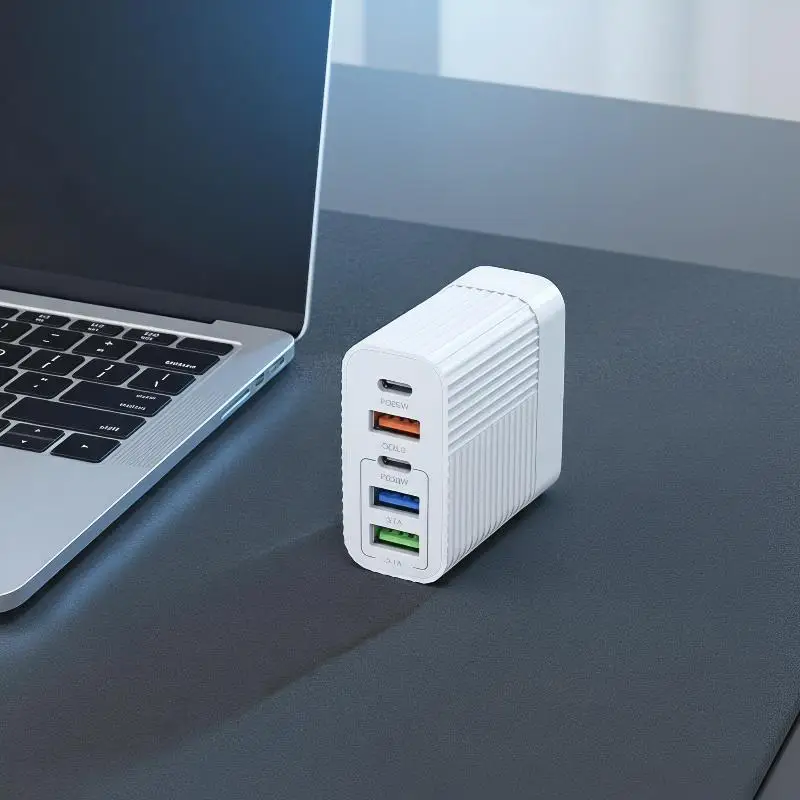 120W Fast Charger 3 USB‑A + 2 USB‑C Ports High‑Speed Multi‑Port Charger for Smartphones Tablets Home Office Travel Use
