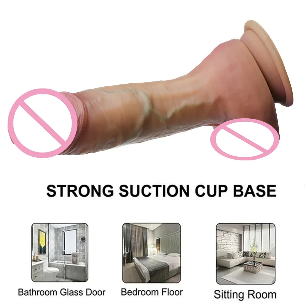 Redfanyin Realistische Penis Enorme Dildo Vrouw Masturbator Zachte dubbellaags Siliconen Zuignap Dildo Vrouwen Grote Lul Consolador