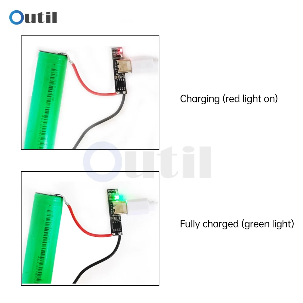 DC 3.7V Mini Li-ion Battery Charging Board Ultra-Narrow Ultra-Small Charging Module 1A/1.2A 4.2V Charger Module Type-C Interface