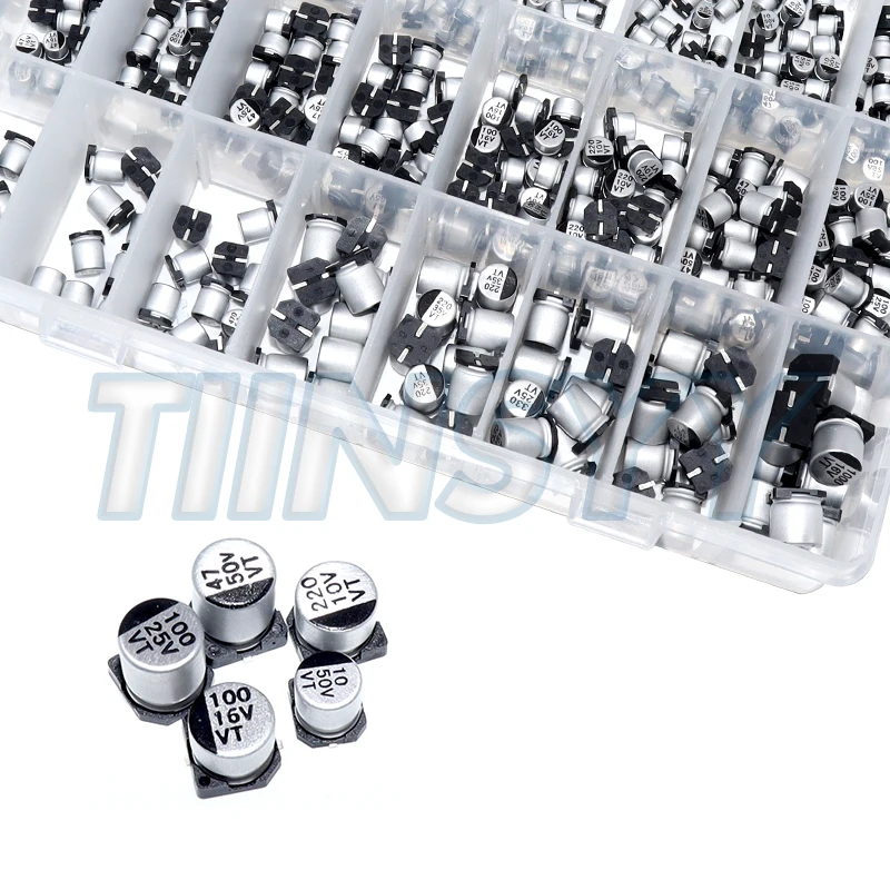 400PCS capacitor kit Aluminum Electrolytic SMD condensadores electrolíticos 1uF~1000uF 6.3V-50V 24Value with box kit de reparac