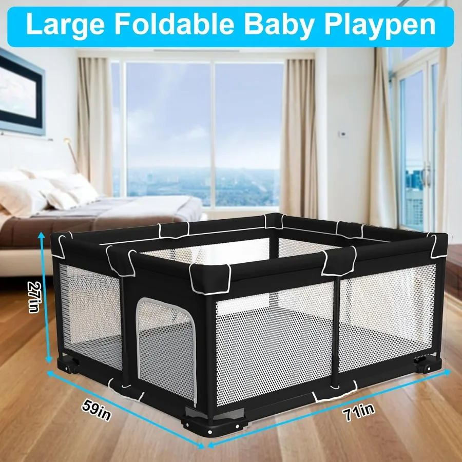 Box pieghevole per bambini con tappetino Grande box pieghevole per neonati e bambini piccoli Penna da gioco portatile pieghevole Cortile da gioco pieghevole w