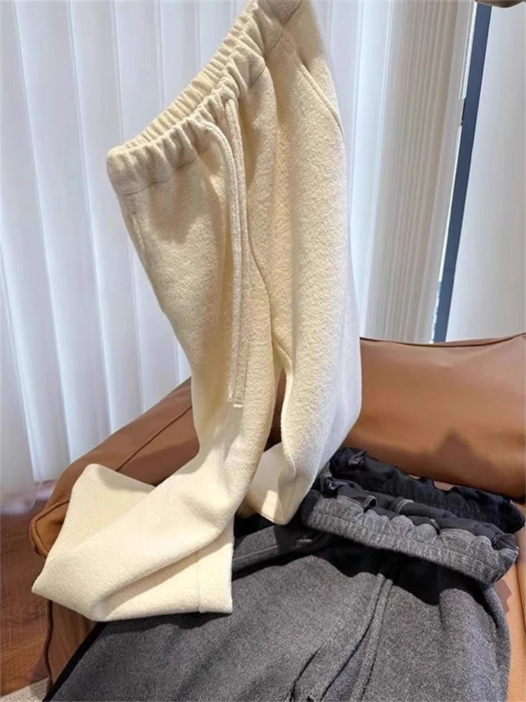 일본 스타일 레트로 소프트 스트레이트 캐주얼 팬츠 봄 가을 하이웨이스트 슬림 와이드 레그 팬츠