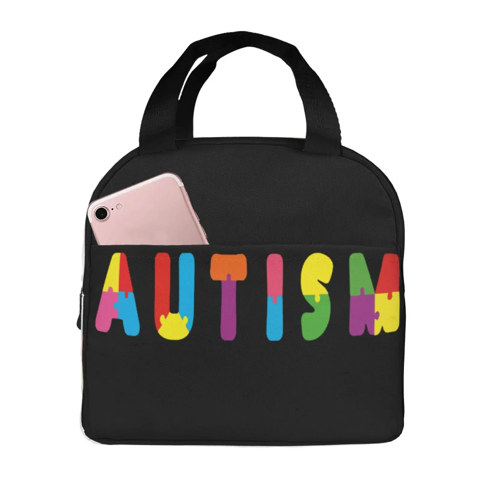 Autism Awareness Jigsaw Puzzle Lunch Bags Insulated Bento Box Lunch Tote Leakproof Picnic Bags Thermal Bag For Woman Girl School