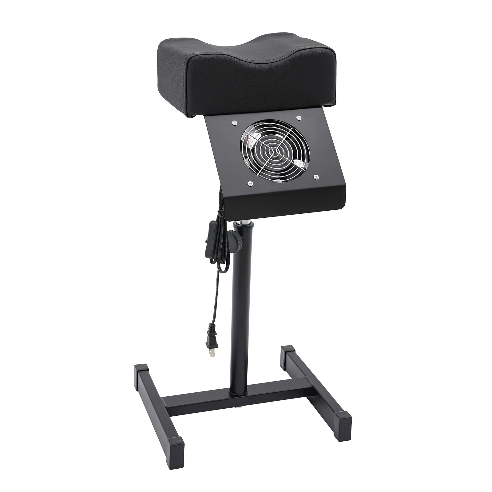 Pedicure Stool Chair, Manicure Stool, Nail Stool, Black Adjustable Height Built-in Vacuum Dust Collector, Metal PVC Construction, Anti-Corrosion, Wear Resistant, Stable H-Shaped Base, Non-Slip Rubber Feet, Salon Spa Footrest, US Standard