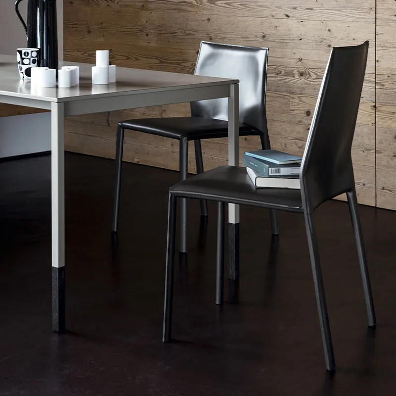 Modern leather Italian light luxury designer simple home back chair