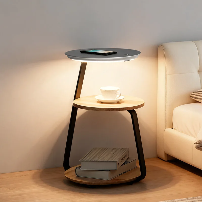 

Shelf Floor Lamp with Wireless Charger, Nordic Creative Night Light, Bedside Table Standing Lamp for Living Room Bedroom