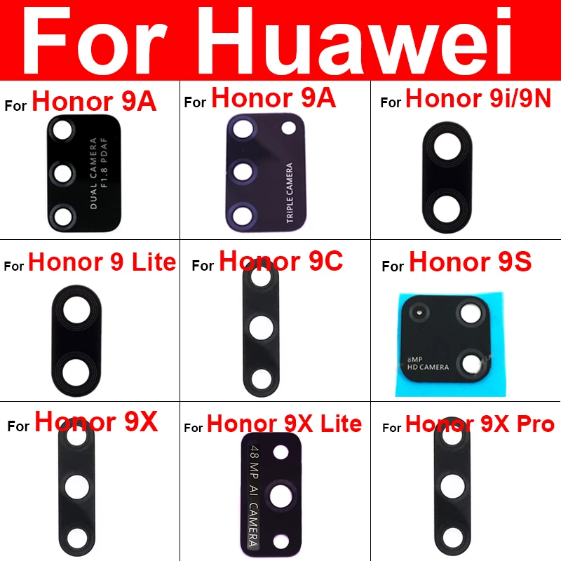 Tylny obiektyw szklany obiektyw do Huawei Honor 9 9i 9N 9X 9S 9C Pro Lite szklany obiektyw aparatu + naklejka wymiana naprawa