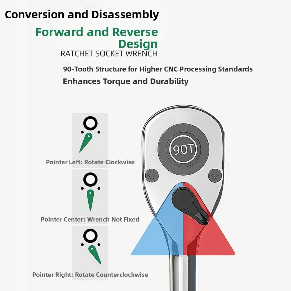

Adjustable 1/2 Retractable Ratchet Wrench with Secure Socket Retention and Ergonomic Design for Efficient Work