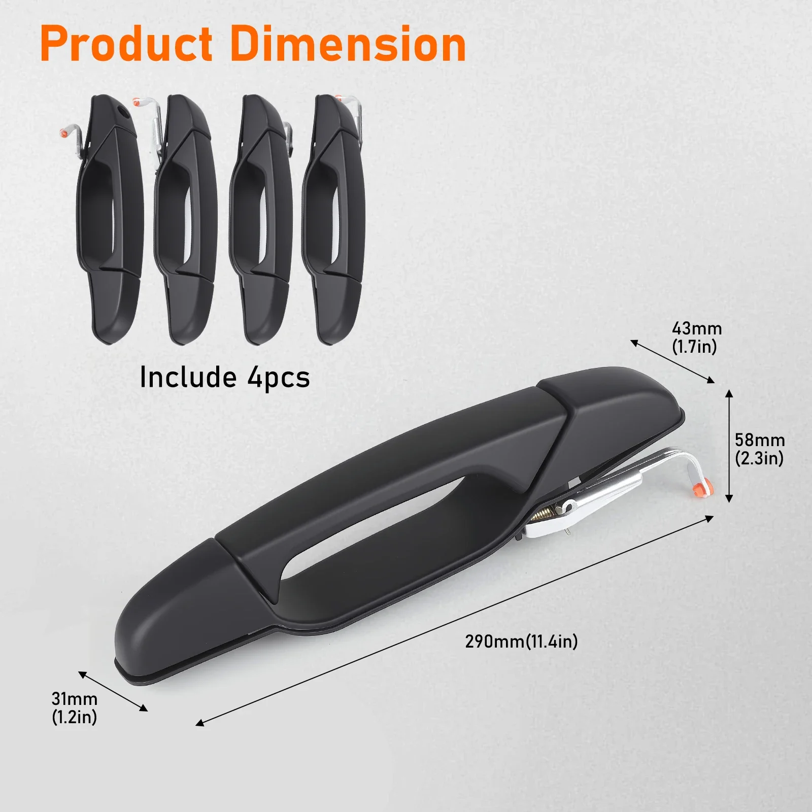 

For 2007-2014 GMC Cadillac Escalade Chevy Avalanche Silverado 4PCS Exterior Left Right Door Handle Front Rear Driver & Passenger