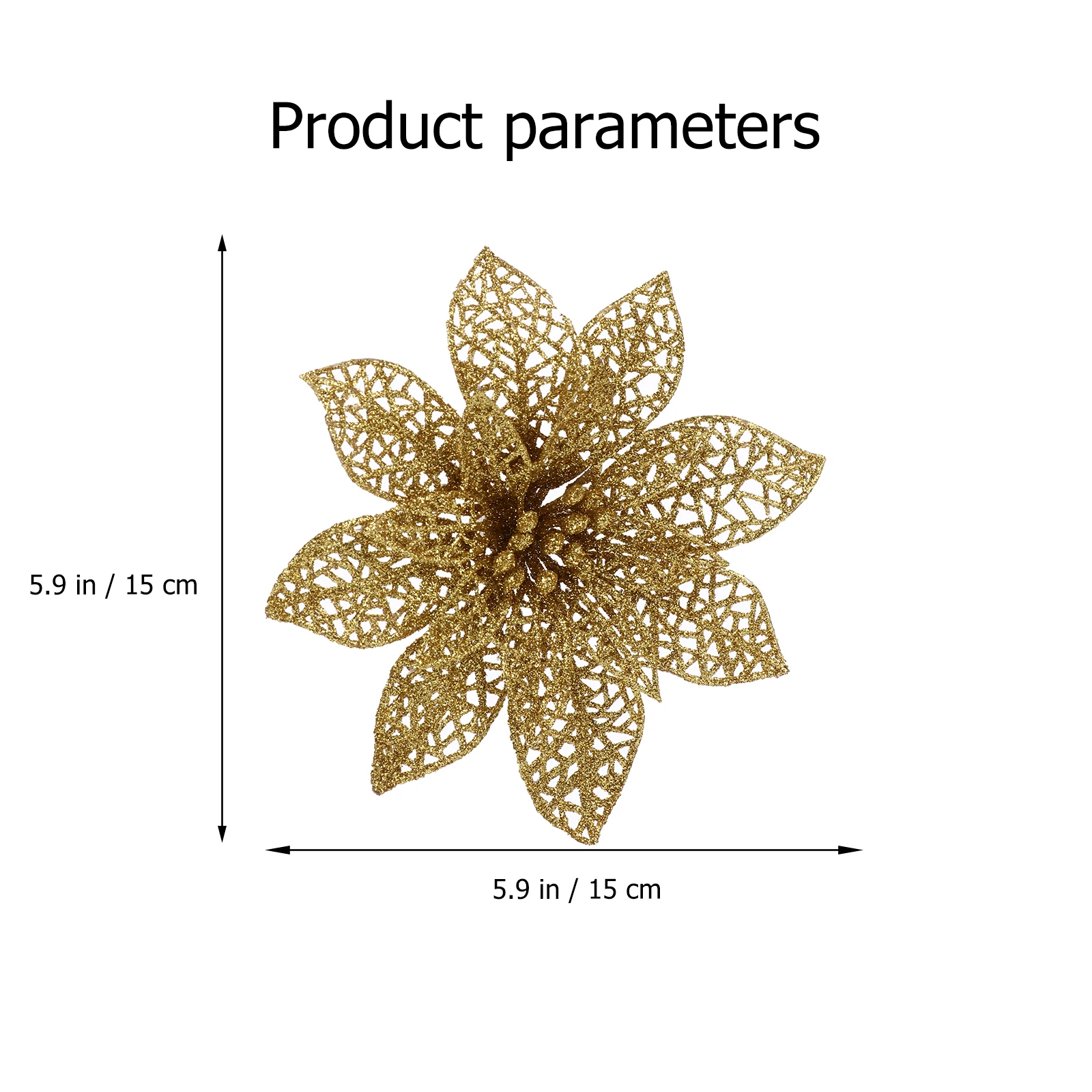 

20 Pcs Simulated Christmas Tree Flowers Decoration Wreath Poinsettia Xmas Pvc Hollow Glitter