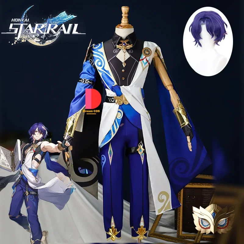 

Dr Ratio Cosplay Costume Wig Honkai Star Rail Veritas Uniform Rings Headwear Intelligentsia Guild Halloween Party Men Outfit