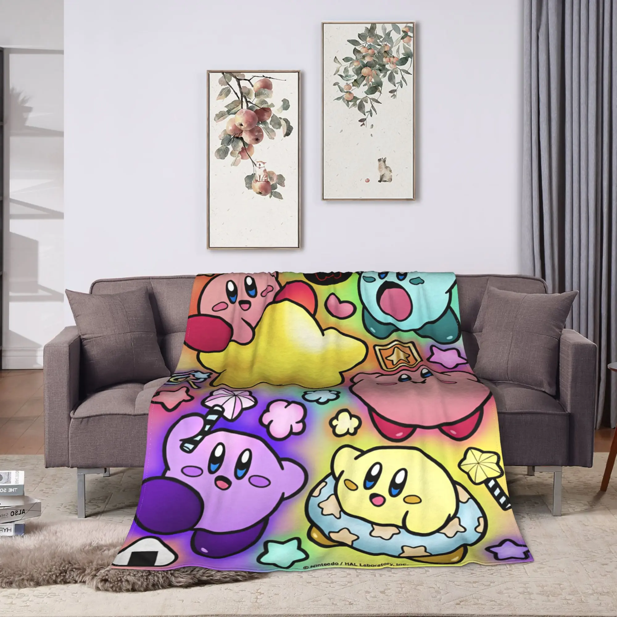 K-Kirbies  Soft Blanket  Airplane Travel Plush Throw Blanket Novelty Couch Bed Flannel Bedspread Sofa Bed Cover