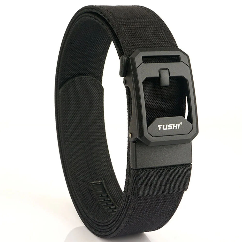 TUSHI Neuer militärischer taktischer Gürtel für Herren, eng, robust, Nylon, robust, harter Gürtel für Herren, Outdoor, Freizeitgürtel, automatischer Bund – Detail 18