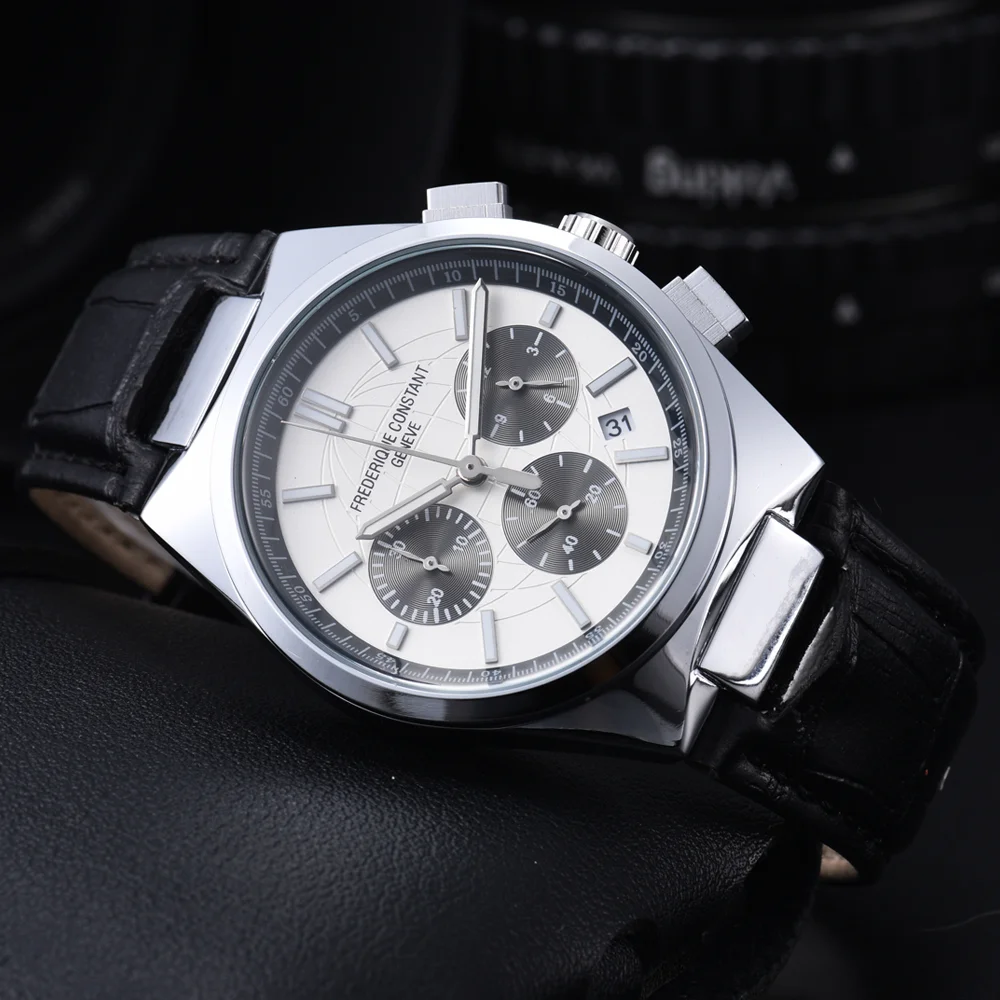 Koleksiyon Sıcak Satış AAA Frederique Constant Marka Saatler Erkekler İçin Çok Fonksiyonlu Otomatik Tarih Kuvars Kol Saati AAA Erkek Saatleri