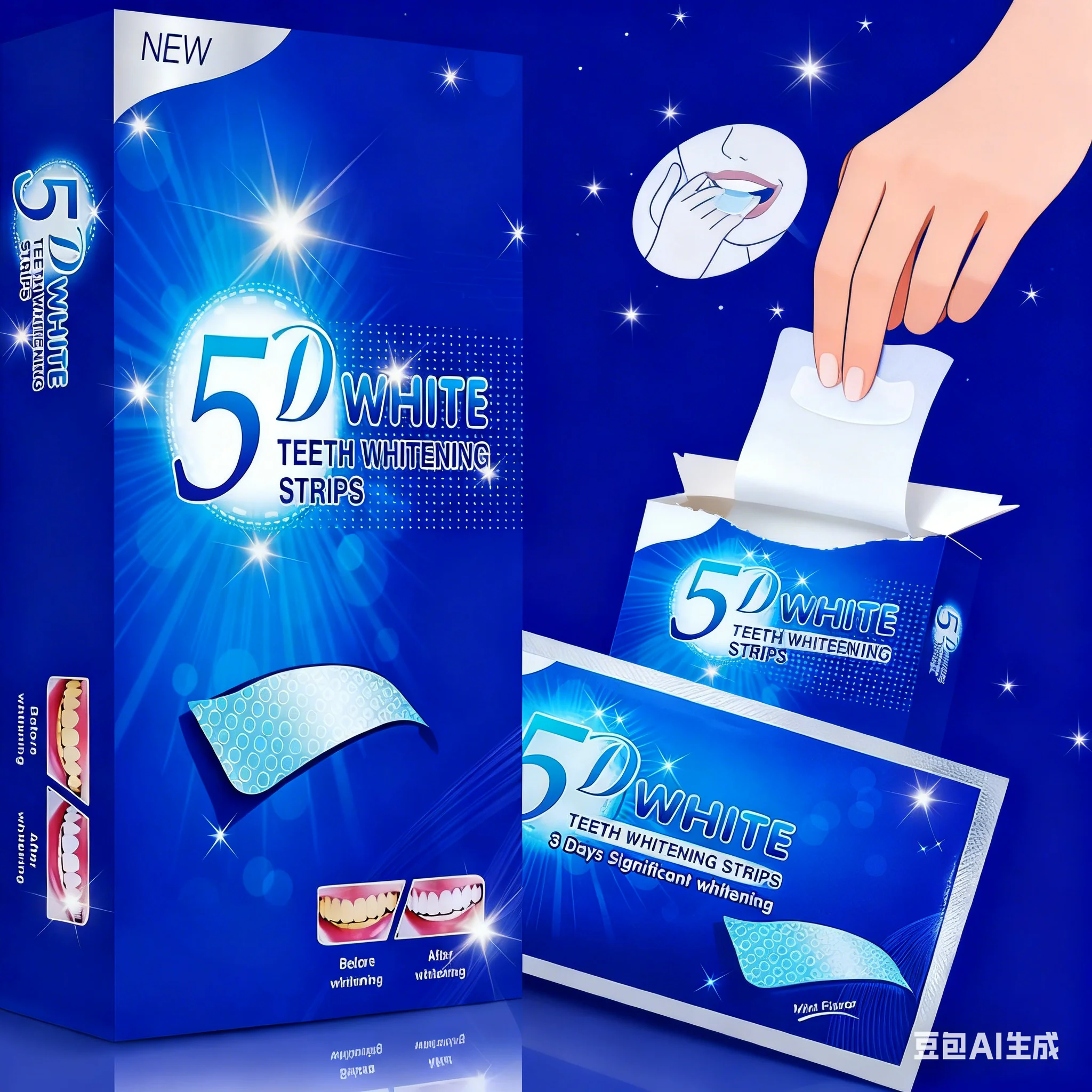 7/14 Pairs Teeth Brightening Strips for Teeth, 5D Whitener Strips Reduced Sensitivity White Strips for Teeth Whitening