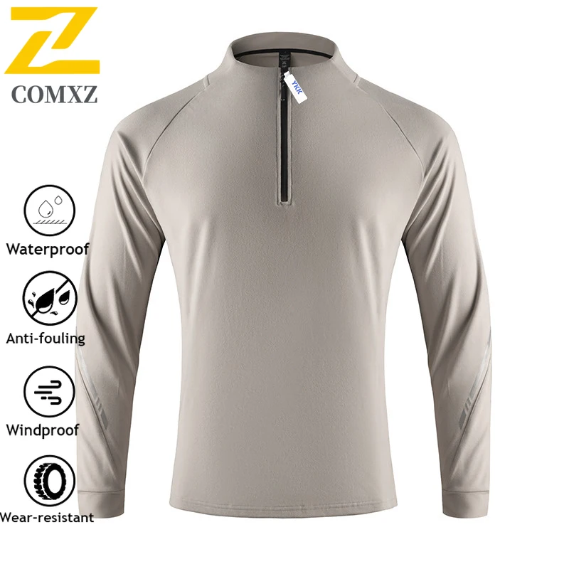 COMXZ Men Sports Hoodie jacket Winter Long Sleeve Stand Collar Tactical American Style Sweatshirt Running Casual Loose T-shirt