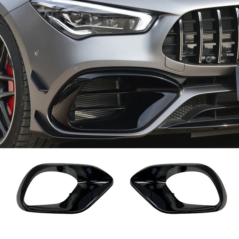 

Чехол для Mercedes Benz CLA45 AMG C118 2020 2021, глянцевый черный передний бампер, противотуманная рама для радиатора