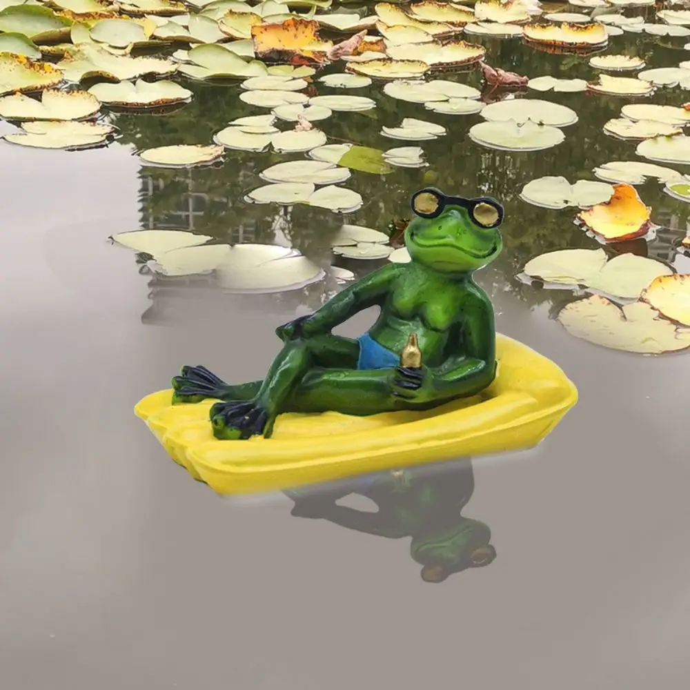 

Funny Resin Frog Statue Cartoon Waterproof Animal Sculpture Cute Floating Pond Ornament Prop