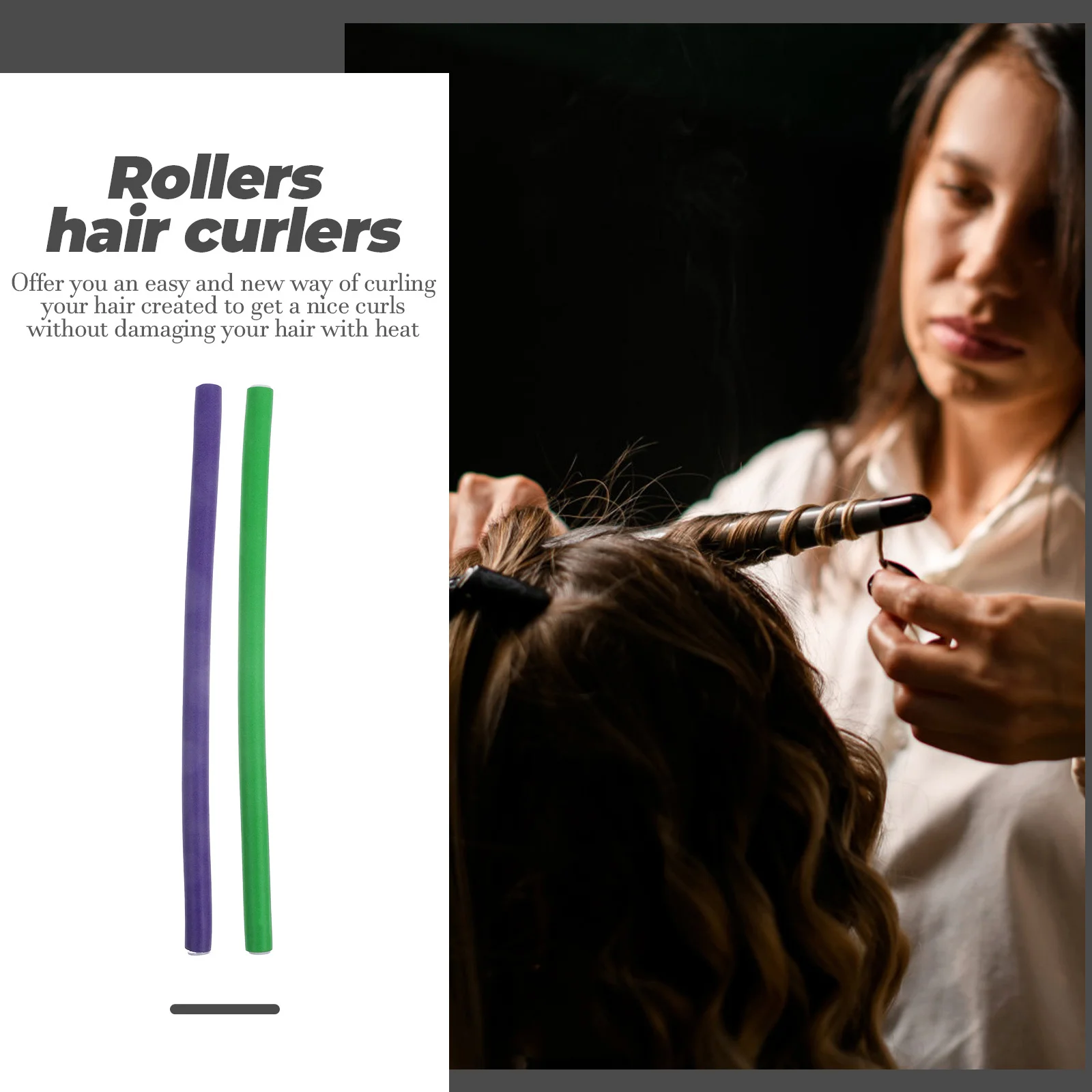 

2Packs Heatless Curling Rods Flexible Hair Rollers Foam Curlers Soft Silk Outer Layer Curlers for Long and Short Hair