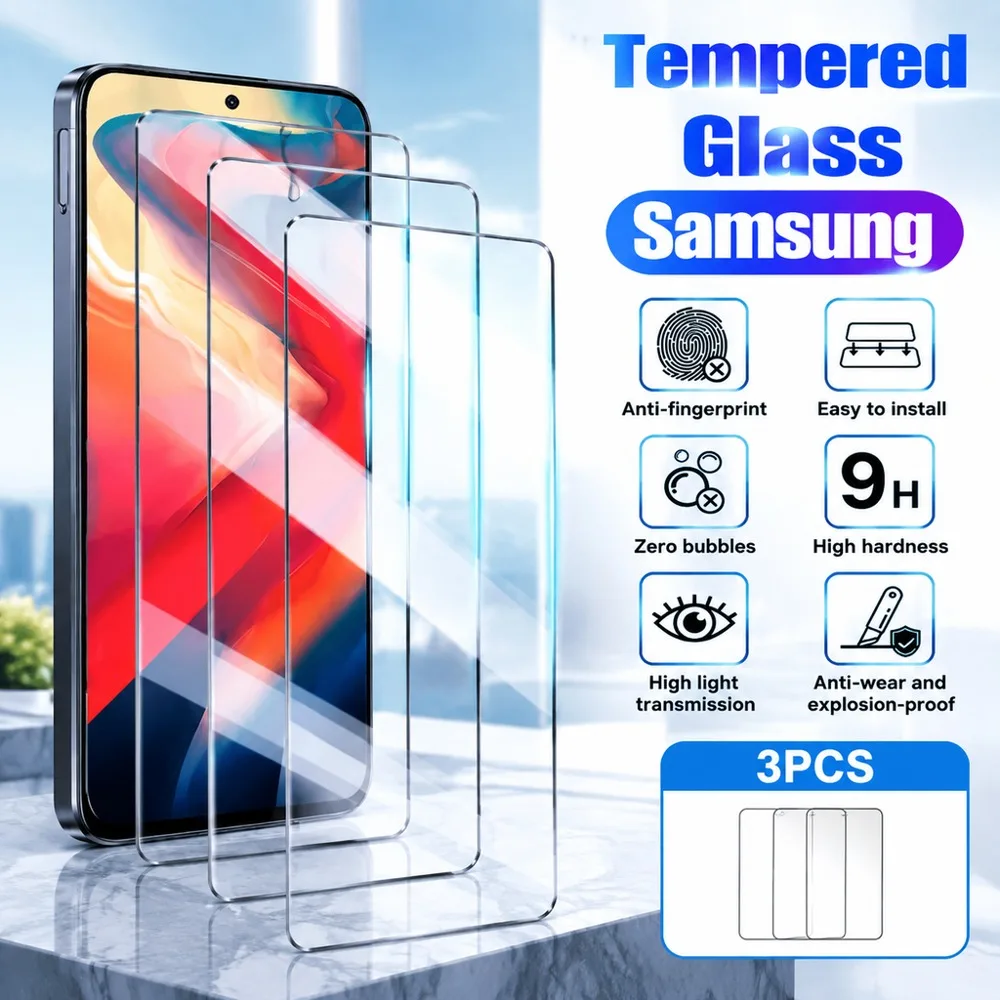 3PCS Screen Protector For Samsung Galaxy A16 A17 A23 A24 4G A26 Tempered Glass For Samsung Galaxy A25 A27 A31 A32 4G A32 5G HD