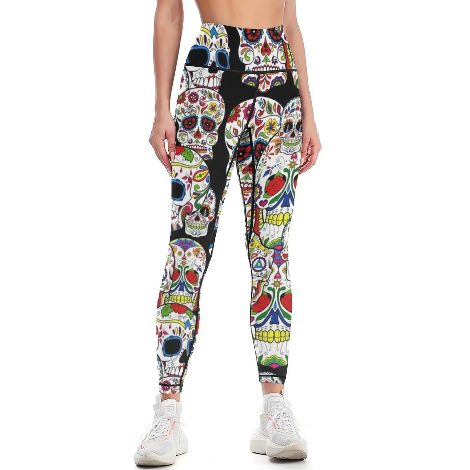 Sugar skull collage 2 Leggings sports woman gym gym womans Womens Leggings