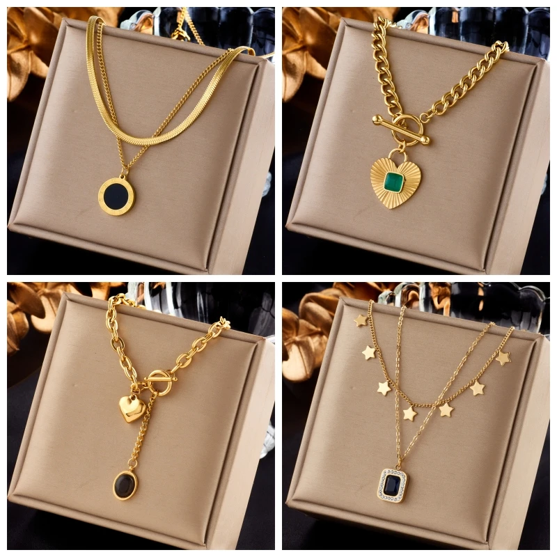 DIEYURO stal nierdzewna 316L serce oko kwadratowy wisiorek z motylem naszyjnik dla kobiet nowe dziewczyny Choker łańcuszek do obojczyka biżuteria prezenty