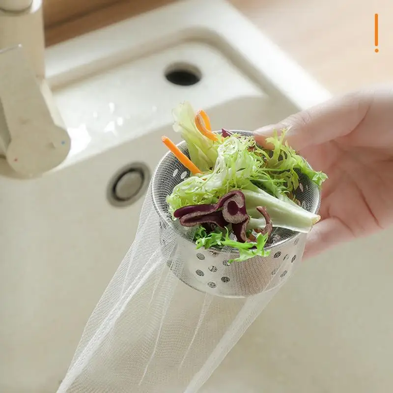 Fine Mesh Bag Sink Net Extraction Box Included Elastic Sink Filter Mesh Sink Strainer Trash Bag For Kitchen Sinks Bathroom Sinks