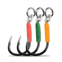 10pair/lot Fishing Hook Jig Double PairHooks Barbed Thread Accessories Pesca High Carbon Steel Fishing Lure Slow Jigging